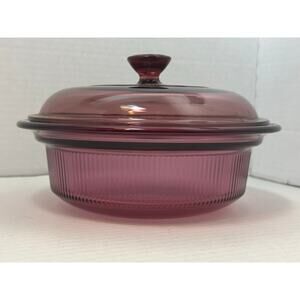 Vision Corning U.S.A. Pyrex 24OZ Casserole Dish Ribbed V-30-B Lid  V-1.5-C